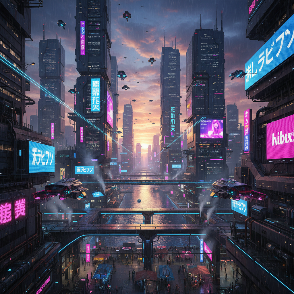 AI generated futuristic cityscape demonstrating Nano Banana capabilities